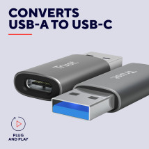 Адаптер Trust Calyx USB-C - USBA3.2, 2шт, чорний