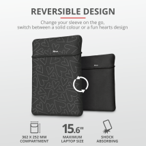 Чехол для ноутбука + мышь Trust Yvo Reversible Sleeve for 15.6" Laptops - black hearts