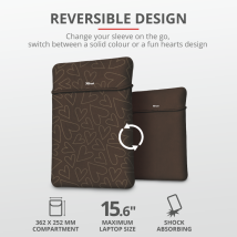 Чохол для ноутбука + миша Trust Yvo Reversible Sleeve for 15.6 "Laptops- brown hearts