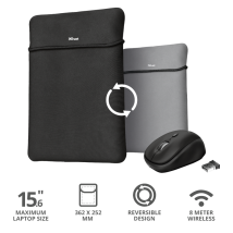 Чехол для ноутбука + мышь Trust Yvo Reversible Sleeve for 15.6" Laptops - black